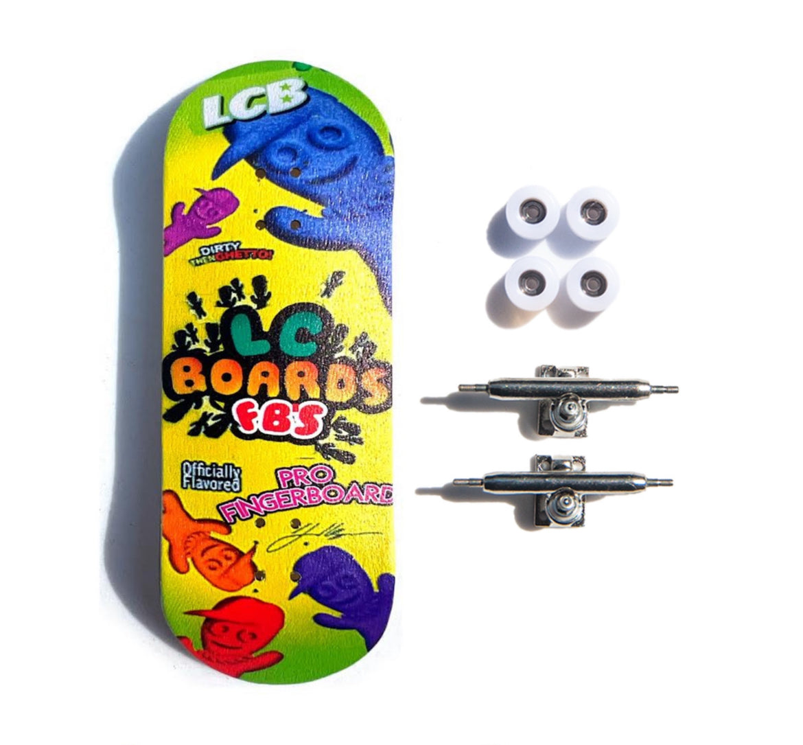 LC BOARDS FINGERBOARD 98X34 COMPLETE SOUR PATCH GRAPHIC WITH FOAM GRIP TAPE