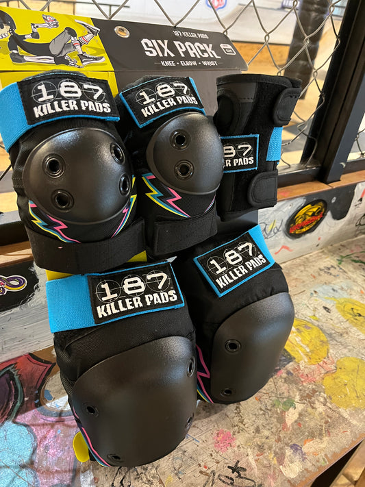 187 Killer Pads Six Pack S/M Lightning Bolt
